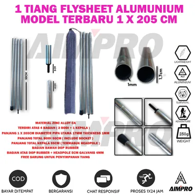 Tiang Flysheet Single Pole AIMPRO - Econopack Pole - Tarp Pole - Tiang Ultralight no kailash - Tiang FLYSHET Ultralight - TIANG FLYSHEET ALUMUNIUM - TIANG TARPTENT - TIANG BENDERA CAMPING