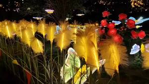 SXH  Outdoor Dynamic Glowing Butterfly Light Simulation Prop Courtyard Dragonfly Shape Light Villa Garden Colorful Butterfly Lamp