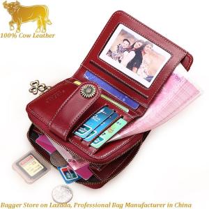 Royal Bagger RFID Blocking Short Wallet Purse For Women Girls Genuine Cow Leather Ladies Fashion Clutch Bag Card Clip With Chain Strap