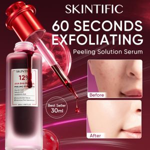 SKINTIFIC 12% AHA BHA PHA Peeling Solution Serum 30ml 60 Seconds Fast Exfoliating Essence Glycolic Acid Salicylic Acid Lactobionic Acid Minimize Pores Smooth Rough Acne Prone Skin