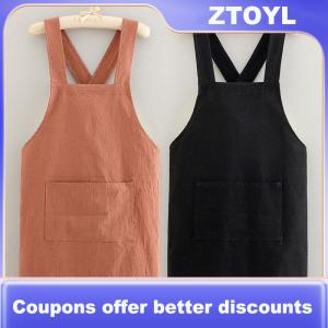 【ZTOYL】 Cooking Cotton Kitchen Aprons Breathable Wear Resistant Adult Waist Aprons Anti Fouling Soft Restaurant Work Clothes Home