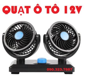Quạt đôi Ô Tô 12V &24V ( cắm chân tẩu)  Loại tốt – Quạt Mát Êm Xoay 360 Độ. Dùng cho xe tải xe con Xe Công Trình