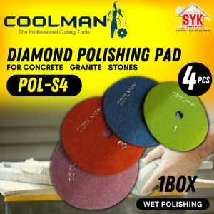 SYK COOLMAN POL-S4 4" 100mm 4Pcs Diamond Polishing Pad Concrete Granite Stones Polish Wet Grinders Polishers Pad Disc