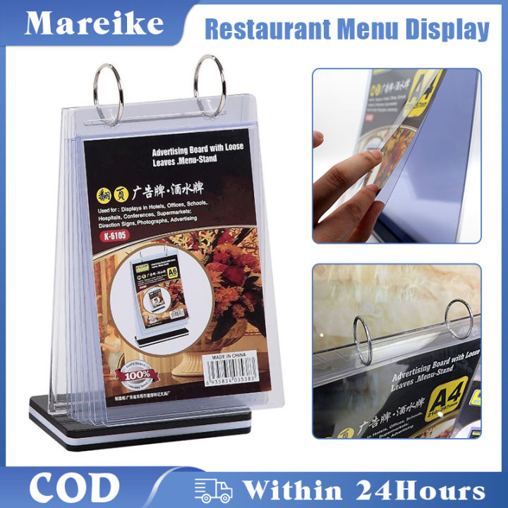 A4 Restaurant Menu Display Menu Board Display Acrylic Sign Holder for ...