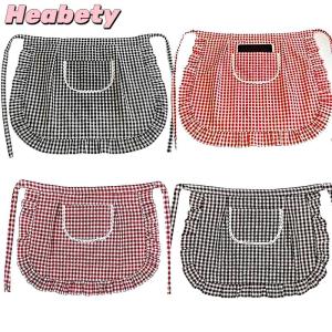 Heabety Apron Square Check Half Waist Apron Cotton Material Stain Resistant Breathable Home Cooking Work Clothes Kitchen Accessories