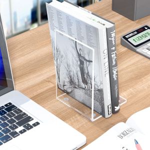 2 pcs Acrylic Bookends L-shaped Clear Bookends Desktop Organizer Bookshelf for Bedroom Library Office School Stationery Supplies 1217.5cm *12*