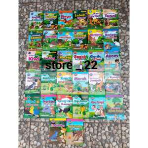 1 Paket Isi 32 Buku Bilingual Fabel Cerita Binatang  Untuk Anak Paud TK Indonesia Inggris