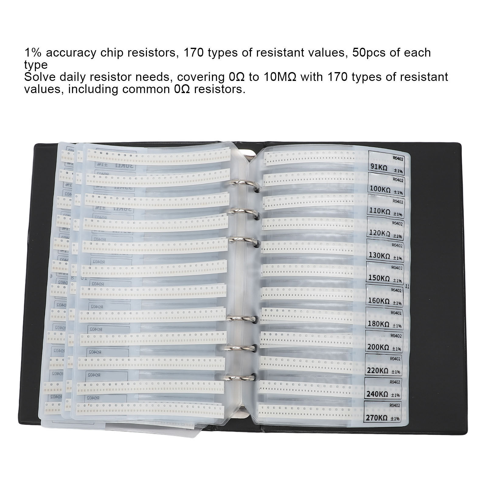 Jingyig 0402 0-10M Ω SMD Resistor Kit 170 Values X 50pcs Each 1% ...