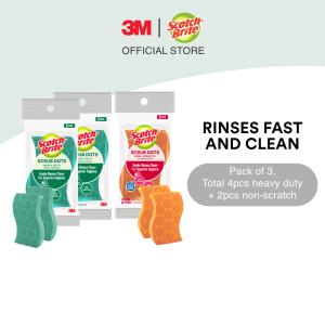 3M™ Scotch-Brite® Scrub Dots Heavy Duty Scrub Sponges Anti-Bacterial 2 pcs/pack For dishwashing