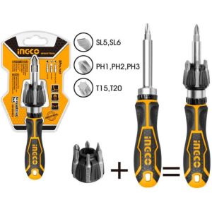 Ratchet Screwdriver 8pcs in 1 Set INGCO AKISD0808 Obeng Plus Min Torx