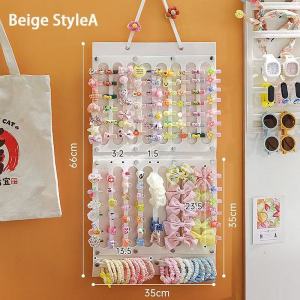 OVO พร้อมส่ง ที่แขวนจัดเก็บกิ๊บติดผม กระเป๋าเครื่องประดับ ติดผนัง ขนาดใหญ่ ประหยัดพื้นที่ สำหรับเด็กผู้หญิง ออกแบบริบบิ้น ตกแต่งบ้านหรูหรา โครงสร้างง่ายต่อการประกอบ วัสดุสักหลาดธรรมชาติ ทนทาน