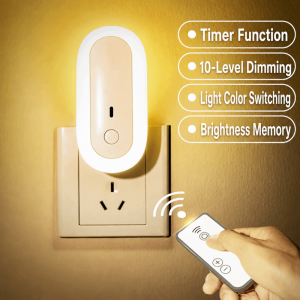 NOBLELUX Dimmable Bedroom Light Wall-mounted with Remote Control Bedside Lamp Plug-in LED Night Lamp