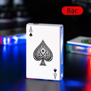 HCM Bật Lửa Khè Xài Gas Hình Lá Bài Có Gương Và Đèn Led Nhấp Nháy Độc Lạ