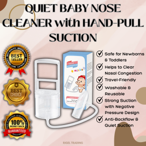 Top Seller QUIET BABY NOSE CLEANER with HAND-PULL SUCTION | Portable Nasals Aspirator for Infants | Soft Silicone Tip Snot Remover | Easy Washable & Reusable Mucus Cleaner for Better Breathing | Safe for Newborns & Toddlers | BPA-Free Safety Nose Cleaner.