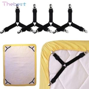 Bed Sheet Clips Adjustable Sheet Straps Suspenders Gripper Fastener 6 Sides Triangle Heavy Duty
