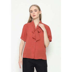 Urban Exchange Anna Terracota Blouse - Blouse Berpita Formal Wanita