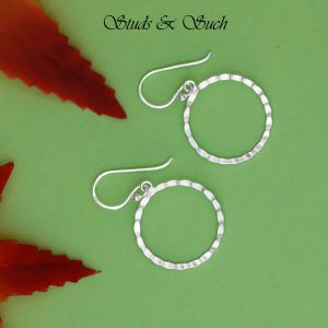 [Studs & Such] 925 Silver Textured Round Drop Earrings