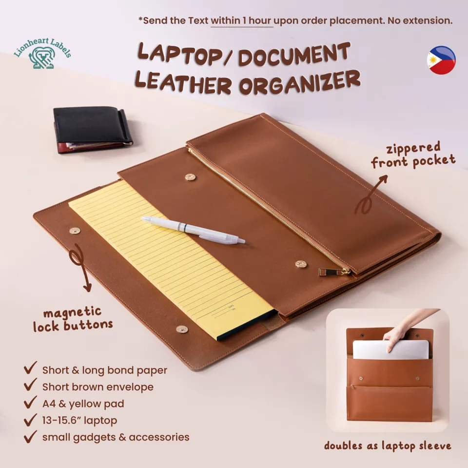 Leather Organizer] Laptop Document Magnetic Case Tech Folio
