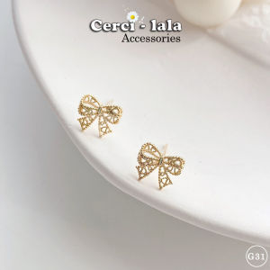 [HỎA TỐC] Hoa Tai Nữ Bạc Cao Cấp Cerci Bowsteazy Đan Nơ Tinh Tế Sang Trọng G31| Cercilala