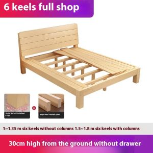 [Cozy ]Double Bed Solid Wood Bed Economical Bed Frame Modern Minimalist Style Family Rental House