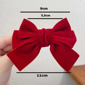 Jepit Rambut Wanita Bludru Double & Triple Bow Merah