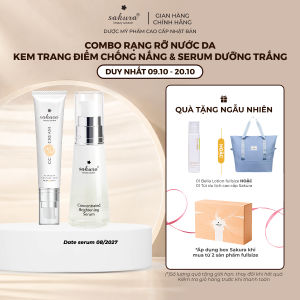 Bộ đôi tinh chất serum trắng da và kem trang điểm chống nắng CC Cream Sakura 30ml + 40ml