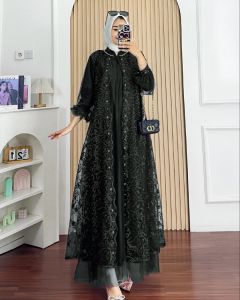 MH/Nadine Dress Tille Brukat Dress wanita Baju kondangan wanita Dress brukat Dress lebaran Dress
