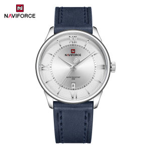 NAVIFORCE Original Mens Simple Quartz Watch Genuine Leather Strap 30m Waterproof Calendar Daily Casual Mens Watch Gift NF9272L