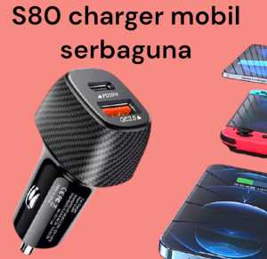 S80  BATOK KEPALA POWER CHARGER MOBIL USB MINI TYPE C TIPE 25W 3A QUICK CHARGER DUAL PORT PD ADAPTOR