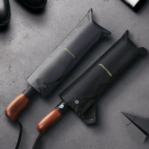 Wooden Automatic Umbrella Business Men Windproof Rain Folding Umbrella Strong