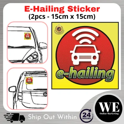 (Ready Stock) 2pcs E-Hailing Sticker (Car) 15cm x 15cm - Windscreen Cermin Pelekat E Hailing Kereta JPJ Grab Lalamove Driver Maxim Airasia Ride