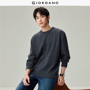 Giordano Beau Monde Men Solid color crewneck sweater Free Shipping 13056635