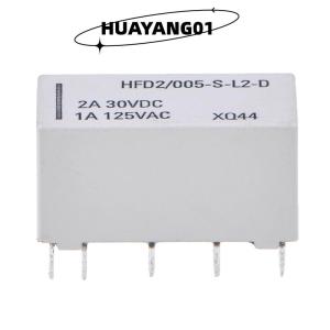 HUAYANG01 [2023 new HOT FASHION] 5V bistable latching relay DPDT 30VDC 2A 1A 125VAC HFD2 005-S-L2-D realy