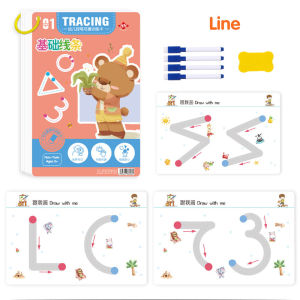LAKOE 36/64pcs Magic Workbook Reusable/Buku Aktivitas Anak/Magic Workbook Set