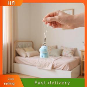 HB Flocking Penguin Hippopotamus Animal Keychains Phone Lanyard Resin Cute Tiger Beaver Bear Rhinoceros Bag Earphone Case Pendant