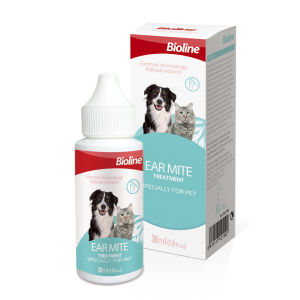 BIOLINE Ear Mite Treatment 30ML for Dogs & Cats Pet Ear Care Cleaner Hygiene Solution