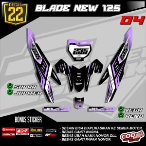 (COD) Sticker Striping BLADE NEW 125 MOTOR RBT BEBEK MODIF SUPERMOTO terbaru Desain Grafis 04