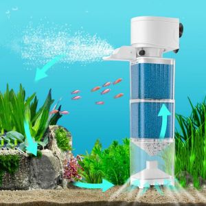 BELLEMODE Mute Fish Tank Submersible Filter Removable Plastic Suction Toilet Fish Feces Collecter Built-in Filter Oxygenation Pump For Fish Tank