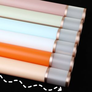 Merry Gift Double gilt 20pcs waterproof matte Flower Wrapper Florist Paper with gold Borders Flower Wrapper Paper