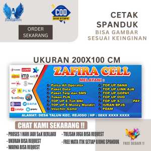 Cetak Spanduk Banner Konter Zafira Cell Costom Desain