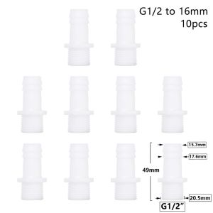 ZENO 1/10Pcs 4/6/8/10/12/14/16/18/20mm Hose Connector Pipe Fittings Drip Irrigation System Pipe Coupler Durable Plastic 1/2 Inch Thread To Barb