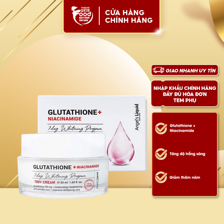 Kem Dưỡng Hỗ Trợ Giảm Thâm Nám Angel's Liquid Glutathione + Niacinamide  7Day Whitening Program 700 V-Cream 50ml