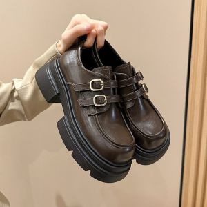 💖one sunnyes💖รองเท้าหนัง PU สไตล์อังกฤษ รองเท้าส้นหนาของผู้หญิง รองเท้า jk ญี่ปุ่นใหม่ปี 2023 สะดวกสบายและหลากหลาย รองเท้าโลฟเฟอร์ส้นหนา
