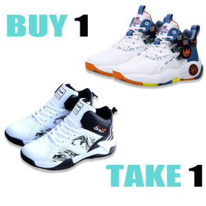 2Pcs High Top New Fashion Basketball Shoes for Men Buy 1 Take 1 Non-slip Sneakers Size39-45