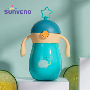 Sunveno 260ml Cartoon Baby Thermos Cup children cup Soft Spout Straw Sippy Cup Gravity Ball Water Cup Water Bottle