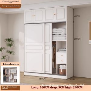 Solid Wood Wardrobe Bedroom Sliding Wardrobe Modern Locker Wardrobe Sliding Door Wardrobe