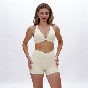 AE Zechuang Bare-Skin Yoga Set with Racerback Design Tight-Fitting Sports Outfit for Outdoor Running and Fitness for Women 2044