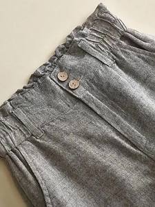 Grey linen wide leg pants for women high waisted casual cotton linen straight leg pants