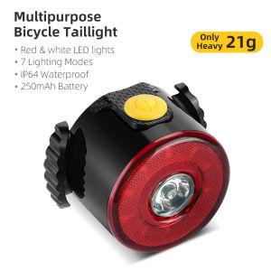 WEST BIKING Bike Tail Light Rechargeable Waterproof MTB Rear Light Ultralight Road Bicycle Warning Light Red & White LED Lights