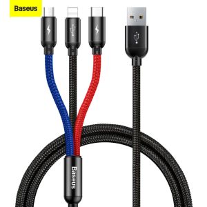 Baseus 3 in 1 USB Cable for Mobile Phone Micro Type C Charger Cable for i13 12 mini Pro Max huawei mate 20